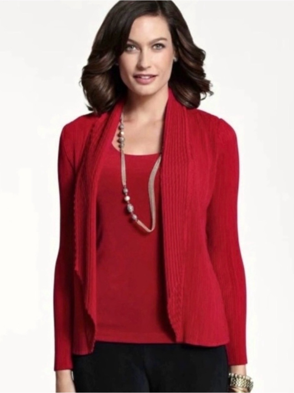 Women's Open-Front Red Traveler's Cardigan and Matching Tank